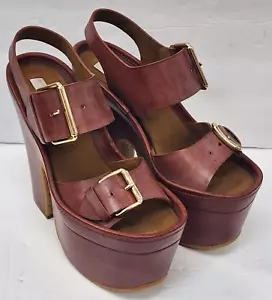 Sandalias Stella Mccartney Marrón Hebilla Plataforma Tacones ZAPATOS Talla 36 - Imagen 1 de 10