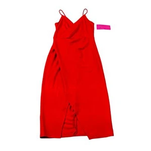 Betsey Johnson Red Spaghetti Strap Midi Vneck Wrap-Like Womens Size 10 Dress NWT - Picture 1 of 8