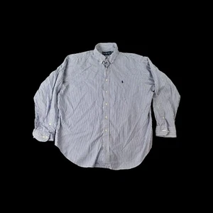 Ralph Lauren Polo Dress Shirt 17.5 34/35 Button Down Blue Stripes Long Sleeve - Picture 1 of 9