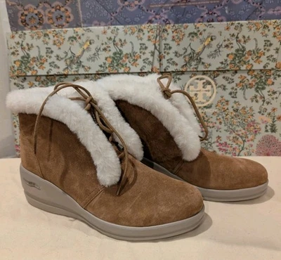 Bota de lujo Skechers Arch Fit Rise cuña castaño imitación piel gamuza talla 9,5 Foto 1 de 4