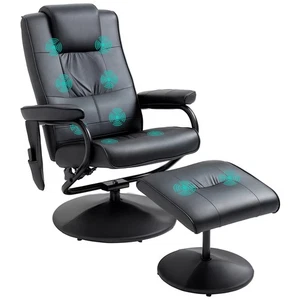 HOMCOM Massage Recliner Chair Cushioned Ottoman 10 Point Vibration Black - Picture 1 of 11