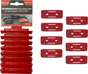 Pies de montaje StealthMounts para Milwaukee Packout (paquete de 8) - rojo | adaptador para... - Imagen 1 de 5