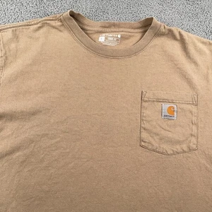 Carhartt T Shirt Mens Large Brown Loose Fit Pocket Workwear Heavyweight K87 - Picture 1 of 9
