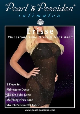 Erisse - Vestido tubo brillante con estrás en tela de malla transparente Foto 1 de 4