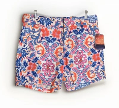 Pantalones Cortos Sunsets & Sweet Mujer Talla 12 Bora Bora Rosa Azul Floral Paisleys Vibrante Foto 1 de 4