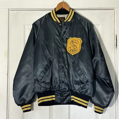 Vintage Pla-Jac By Dunbrooke Satin Bomber Jacket Adult L Patrolmen PBA NJ - Image 1 of 4