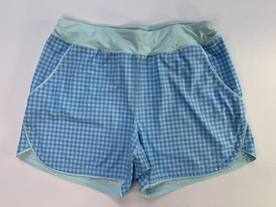 Lands End Swim Shorts Checker Plaid Draw String Pockets Blue Mens Size 36 - Image 1 of 4