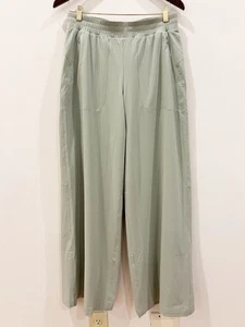 Lululemon Pants Women 8 Green Swift Mid Rise Wide Leg Elastic Waist Lined Active - Afbeelding 1 van 15