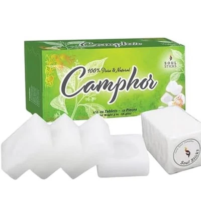 Soul Sticks Natural Camphor Blocks - ( 56 Grams, 12 Tablets ) Pure 56 Grams ) - Image 1 of 4