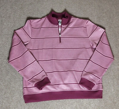 Pullover de golf FootJoy FJ para mujer mediano con cremallera de cuarto pata de gallo capa media elástico Foto 1 de 4