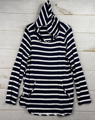 Top MARKET & SPRUCE Talla XL Azul Rayas Con Capucha Manga Larga Tejido Rayón Bolsillo Superior Foto 1 de 4