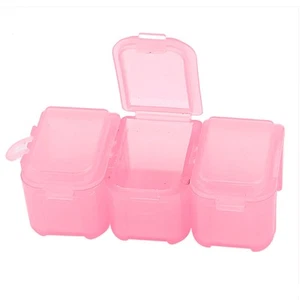 Plastic 3 Compartments Travel Pill Box Holder Storage Case Clear Pink - Afbeelding 1 van 2