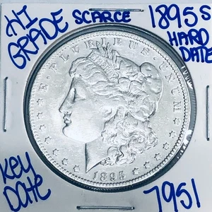 Dólar de plata Morgan 1895 S auténtico alta calidad moneda como nueva de Estados Unidos fecha clave rara 7951 - Imagen 1 de 3