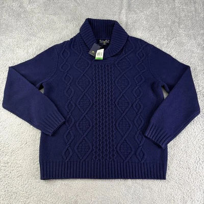 Suéter Club Room Para Hombres Grande Azul Mezcla de Cachemira Mantón Grueso Fisherman Heritage Foto 1 de 4