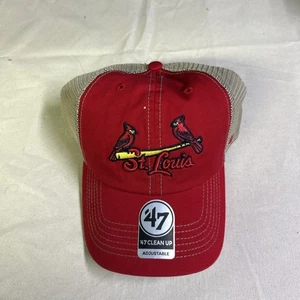 St. Louis Cardinals '47 Clean Up Red Adjustable Mesh Baseball Hat Cap - Picture 1 of 4