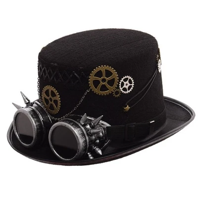 Unisex Steampunk Top Hats with Goggles for Women Men - Image 1 of 4