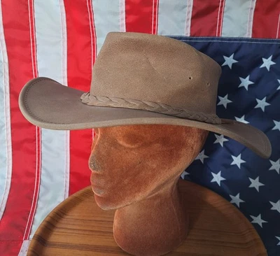 Minnetonka глубинка шляпа средний желтовато-коричневый кожаный глубинка ковбой складной шляпа - Изображение 1 из 4