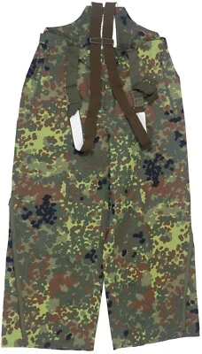 Large - German Bundeswehr Flecktarn Wet Weather Waterproof Trousers Snow Pants - Image 1 of 4