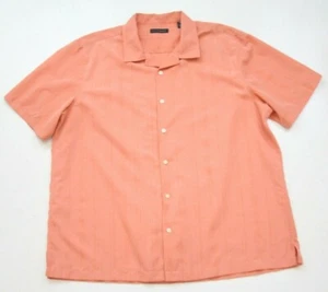 XXL Via Europa Orange Polyester Short Sleeve Man's Solid Dress Shirt Top 2XL VV2 - Picture 1 of 6