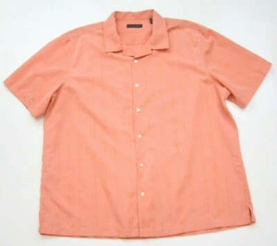 XXL Via Europa Orange Polyester Short Sleeve Man's Solid Dress Shirt Top 2XL VV2 - Image 1 of 4
