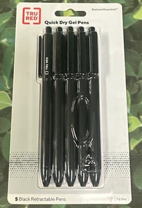 TRU RED Retractable Quick Dry Gel Pens Med Point 0.7mm Blk 5/Pack TR54494 - Picture 1 of 2