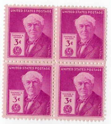 Scott #945 Thomas Edison Block of 4 Stamps - MNH - Image 1 of 2