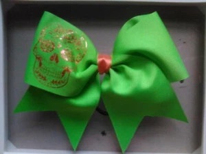 HALLOWEEN GIRL Sugar SKULL Cheer Bow school event hair bows PERFORMANCE - Picture 1 of 2