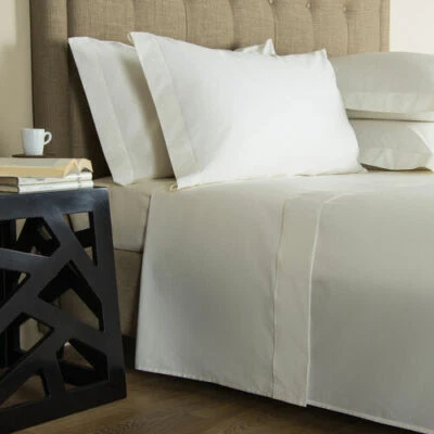 FRETTE ONE BOURDON QUEEN 4 PIECE SHEET SET PERCALE IVORY/IVORY - Image 1 of 4
