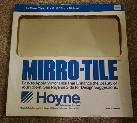 Hoyne Mirro-Tile THREE 12 in. by 12 in. Plate Glass Mirror Tiles Vtg + 1 Partial Cover