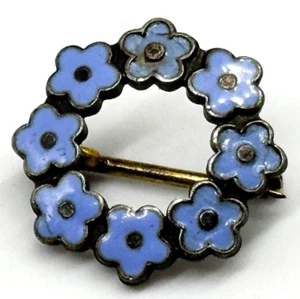Broche pequeño de plata de ley Anton Michelsen Forget Me Not Periwinkle esmalte - Imagen 1 de 6