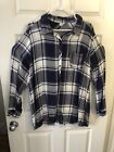 Avenue Distressed Look Gray Long Sleeve Plaid Shirt Size 26/28
