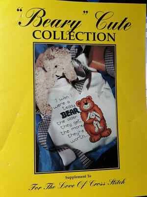 Leisure Arts BEARY CUTE Collection Love of Cros Stitch (1995 Booklet) Free Ship - Image 1 of 2
