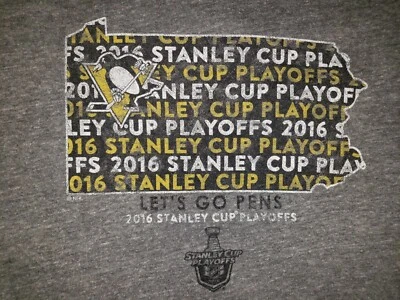 Pittsburgh Penguins 2016 Stanley Cup Playoffs Heather Gray Size Medium T-Shirt - Image 1 of 3