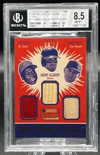 2013 America's Pastime 14 Ellsbury/Brock/Trout SN25 Gold BGS 8.5 Game Used 23/25