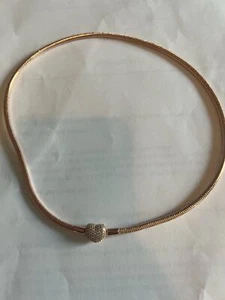 Genuine Pandora Moments Snake heart rose gold Chain charm Necklace - 45cms - Picture 1 of 4