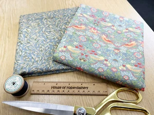 FABRIC BUNDLE - William Morris Grey Strawberry Thief & Willow Bough - 2 x 0.5m - Picture 1 of 3