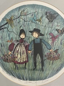 RARE P. Buckley Moss Framed Print Dawn Of A Dream 16x16 Signed 1991 Butterflies - Bild 1 von 5
