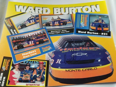 Ward Burton Hardee's #31 Winston Cup  autographed Postcard   1995 season Cover