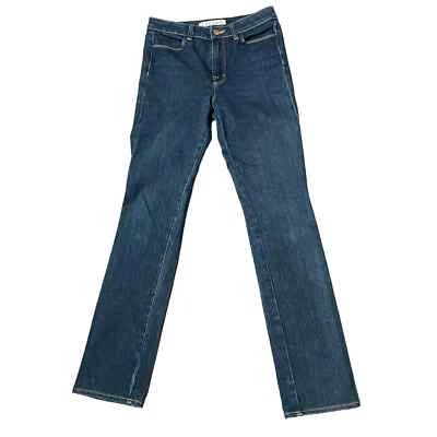 Pantalones de mezclilla para mujer marca J Bardot calce ajustado pierna recta lavado oscuro tiro alto azul 28 Foto 1 de 4