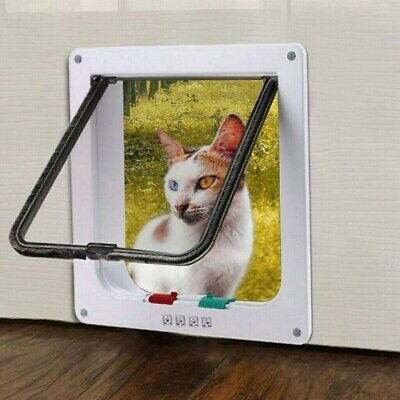 Katzenklappe Katzentür 4-Wege Hundeklappe M-XL Eingangskontrolle System Hunde • 19.28€
