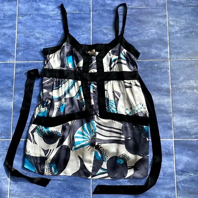 ÚNICO Top Babydoll Y2K Vintage Seda Estampado Floral Talla L DEFECTUOSO Nuevo $125 Foto 1 de 4