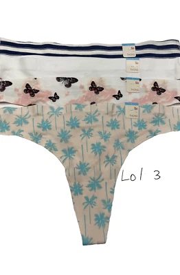 Lot #3 of 4 pc.Juniors' SO Bonded Cotton Thong Panty SO83-005 Multi Color Sz.L - Image 1 of 4