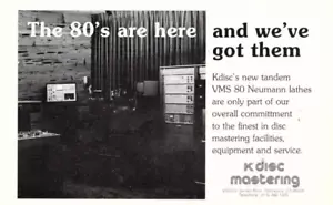 vintage anni '80 ARE HERE & WE GOT THEM STAMPA RIVISTA AD K-Disco Mastering Neumann - Foto 1 di 1