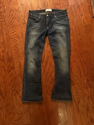 Pantalones de mezclilla y tela de papel para mujer talla 30 azul desteñido Distress tiro bajo Foto 1 de 4