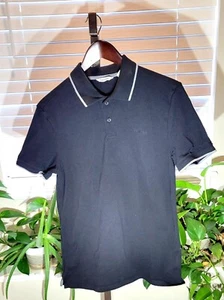 Calvin Klein Black White Stripe Polo Shirt Men's Size Small S - Picture 1 of 3