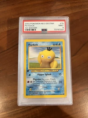 2002 Pokémon Neo Destiny First Edition Psyduck PSA 9 Mint #79 - Image 1 of 2