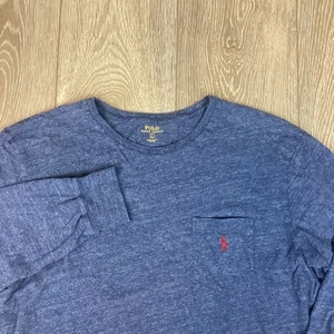 Polo Ralph Lauren L Long Sleeve Pocket Tee Tshirt Men’s Navy Blue Pony - Picture 1 of 5