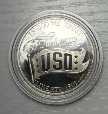 1991-S USO 50th Anniversary Proof Silver Dollar in OGP w/ COA. Nice Piece Rare - Image 1 of 4