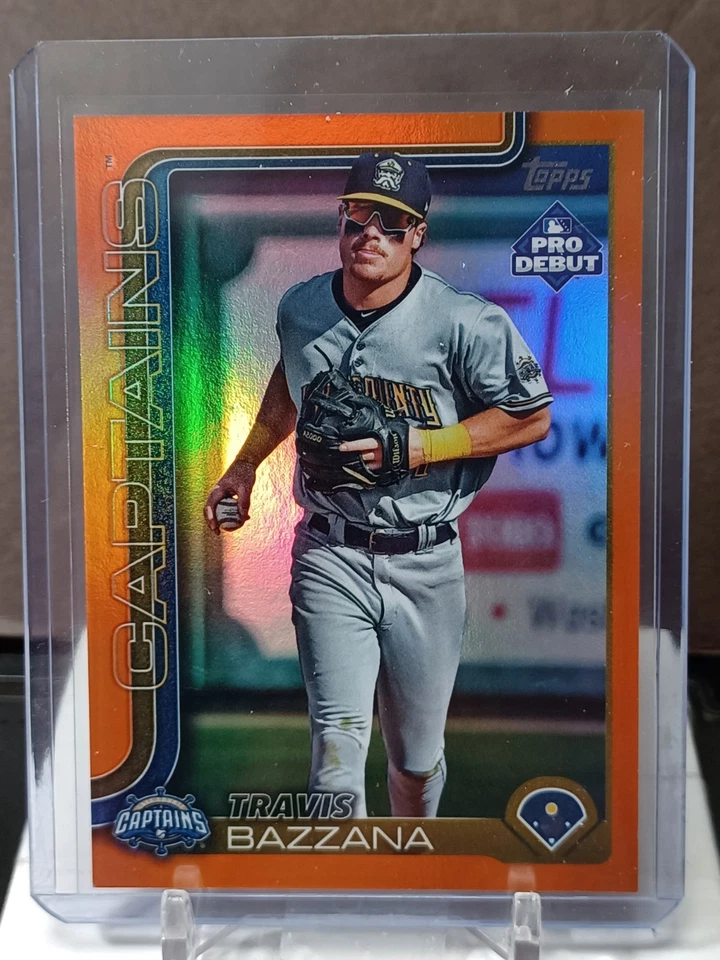 TRAVIS BAZZANA ORANGE PARALLEL #1/25  - GUARDIANS #1 PICK - 2025 TOPPS PRO DEBUT - Image 1 of 2