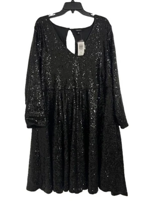 Vestido Torrid Para Mujer Línea A 3X Negro Lentejuelas Brillante Patinador Brillante Fiesta Elegante Foto 1 de 4